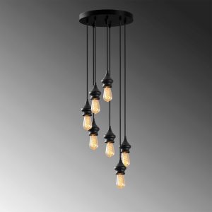 Lustra, Tatum, 584TTM1392, Metal, Negru - imagine 5