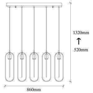 Lustra, Tatum, 584TTM1187, Metal, Negru/Auriu - imagine 3