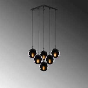 Lustra, Tatum, 584TTM1167, Metal, Negru / Fume - imagine 6