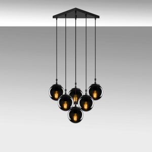 Lustra, Tatum, 584TTM1167, Metal, Negru / Fume - imagine 7