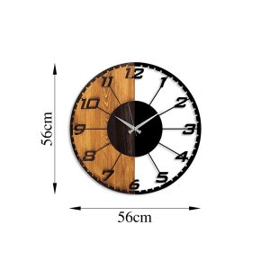 Ceas de perete, Linear, Lemn/metal, Dimensiune: 56 x 3 x 56 cm, Nuc / Negru - imagine 8