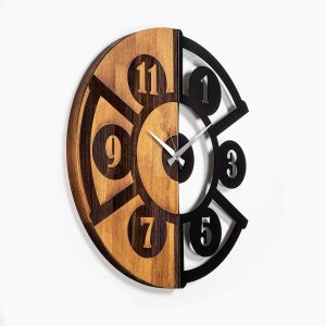 Ceas de perete, Pizza Slice, Lemn/metal, Dimensiune: 56 x 3 x 56 cm, Nuc / Negru - imagine 7