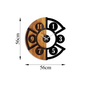 Ceas de perete, Pizza Slice, Lemn/metal, Dimensiune: 56 x 3 x 56 cm, Nuc / Negru - imagine 8