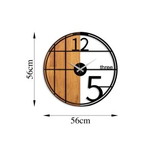 Ceas de perete, Wooden Clock, Lemn/metal, ø56 cm, Nuc / Negru - imagine 7