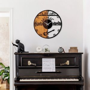 Ceas de perete, Wooden Clock, Lemn/metal, ø56 cm, Nuc / Negru - imagine 3