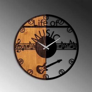 Ceas de perete, Wooden Clock, Lemn/metal, ø56 cm, Nuc / Negru - imagine 4