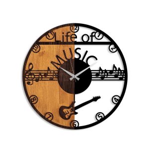 Ceas de perete, Wooden Clock, Lemn/metal, ø56 cm, Nuc / Negru - imagine 5