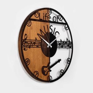 Ceas de perete, Wooden Clock, Lemn/metal, ø56 cm, Nuc / Negru - imagine 6