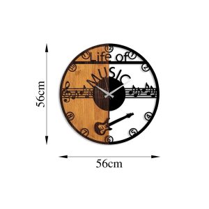 Ceas de perete, Wooden Clock, Lemn/metal, ø56 cm, Nuc / Negru - imagine 7