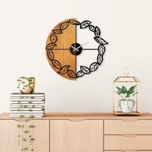 Ceas de perete, Wooden Clock, Lemn/metal, ø56 cm, Nuc / Negru - imagine 2
