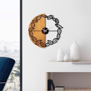 Ceas de perete, Wooden Clock, Lemn/metal, ø56 cm, Nuc / Negru - imagine 3