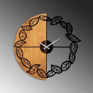 Ceas de perete, Wooden Clock, Lemn/metal, ø56 cm, Nuc / Negru - imagine 4