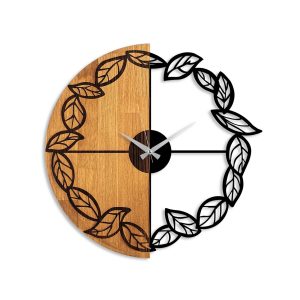Ceas de perete, Wooden Clock, Lemn/metal, ø56 cm, Nuc / Negru - imagine 5