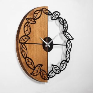 Ceas de perete, Wooden Clock, Lemn/metal, ø56 cm, Nuc / Negru - imagine 6