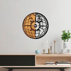 Ceas de perete, Wooden Clock, Lemn/metal, ø56 cm, Nuc / Negru - imagine 2