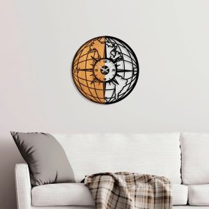 Ceas de perete, Wooden Clock, Lemn/metal, ø56 cm, Nuc / Negru - imagine 3