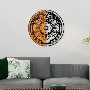 Ceas de perete, Wooden Clock, Lemn/metal, ø56 cm, Nuc / Negru - imagine 2