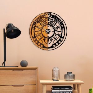 Ceas de perete, Wooden Clock, Lemn/metal, ø56 cm, Nuc / Negru - imagine 3