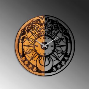 Ceas de perete, Wooden Clock, Lemn/metal, ø56 cm, Nuc / Negru - imagine 4