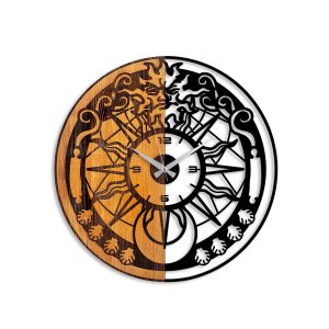 Ceas de perete, Wooden Clock, Lemn/metal, ø56 cm, Nuc / Negru - imagine 5