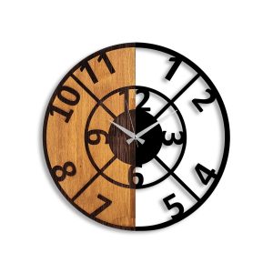 Ceas de perete, Wooden Clock, Lemn/metal, ø56 cm, Nuc / Negru - imagine 5