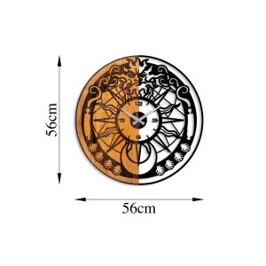 Ceas de perete, Wooden Clock, Lemn/metal, ø56 cm, Nuc / Negru - imagine 7