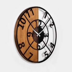 Ceas de perete, Wooden Clock, Lemn/metal, ø56 cm, Nuc / Negru - imagine 6