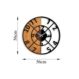 Ceas de perete, Wooden Clock, Lemn/metal, ø56 cm, Nuc / Negru - imagine 7
