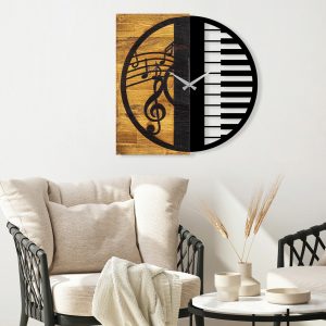 Ceas de perete, Wooden Clock 11, Lemn/metal, Dimensiune: 58 x 3 x 58 cm, Nuc / Negru - imagine 2