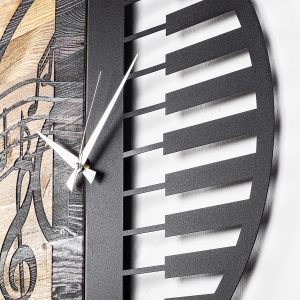 Ceas de perete, Wooden Clock 11, Lemn/metal, Dimensiune: 58 x 3 x 58 cm, Nuc / Negru - imagine 4