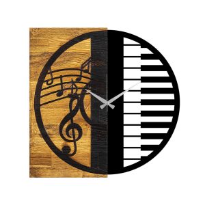 Ceas de perete, Wooden Clock 11, Lemn/metal, Dimensiune: 58 x 3 x 58 cm, Nuc / Negru - imagine 5