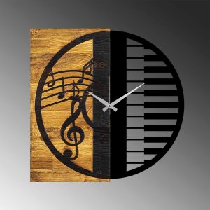 Ceas de perete, Wooden Clock 11, Lemn/metal, Dimensiune: 58 x 3 x 58 cm, Nuc / Negru - imagine 6