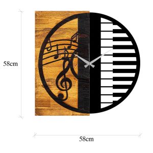 Ceas de perete, Wooden Clock 11, Lemn/metal, Dimensiune: 58 x 3 x 58 cm, Nuc / Negru - imagine 7
