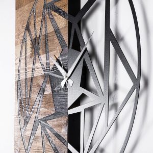 Ceas de perete, Wooden Clock 36, Lemn/metal, Dimensiune: 60 x 3 x 58 cm, Nuc / Negru - imagine 4
