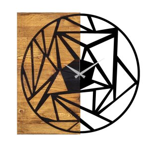 Ceas de perete, Wooden Clock 36, Lemn/metal, Dimensiune: 60 x 3 x 58 cm, Nuc / Negru - imagine 5