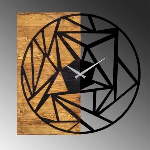 Ceas de perete, Wooden Clock 36, Lemn/metal, Dimensiune: 60 x 3 x 58 cm, Nuc / Negru - imagine 6