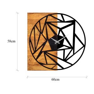 Ceas de perete, Wooden Clock 36, Lemn/metal, Dimensiune: 60 x 3 x 58 cm, Nuc / Negru - imagine 7