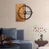 Ceas de perete, Wooden Clock 38, Lemn/metal, Dimensiune: 56 x 3 x 58 cm, Nuc deschis / Negru - imagine 3