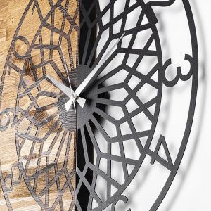 Ceas de perete, Wooden Clock 6, Lemn/metal, Dimensiune: 57 x 3 x 58 cm, Nuc / Negru - imagine 3