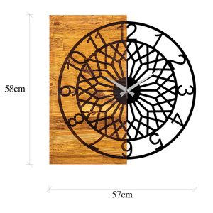 Ceas de perete, Wooden Clock 6, Lemn/metal, Dimensiune: 57 x 3 x 58 cm, Nuc / Negru - imagine 6