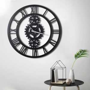 Ceas de perete, Gear XL, Metal, Dimensiune: 70 x 70 cm, Negru - imagine 2