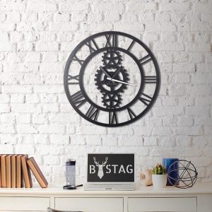 Ceas de perete, Gear XL, Metal, Dimensiune: 70 x 70 cm, Negru - imagine 3