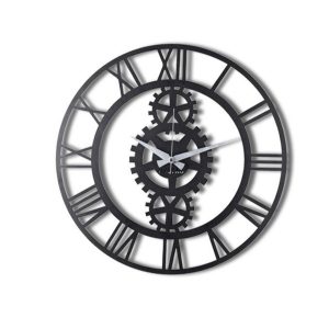Ceas de perete, Gear XL, Metal, Dimensiune: 70 x 70 cm, Negru - imagine 4