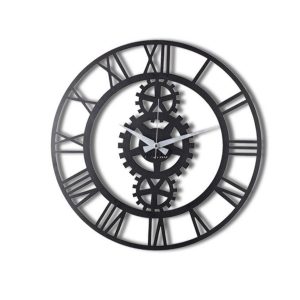 Ceas de perete, Gear XL, Metal, Dimensiune: 70 x 70 cm, Negru - imagine 5
