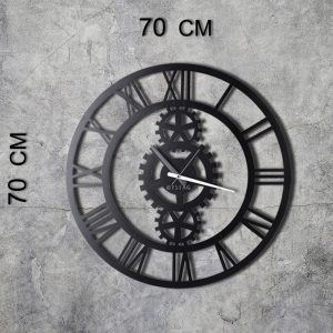 Ceas de perete, Gear XL, Metal, Dimensiune: 70 x 70 cm, Negru - imagine 6