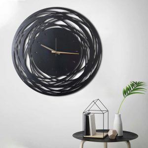Ceas de perete, Lines XL, Metal, Dimensiune: 70 x 70 cm, Negru - imagine 2