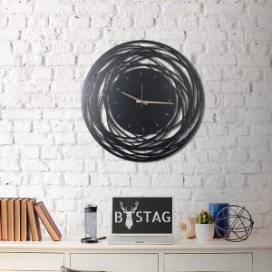 Ceas de perete, Lines XL, Metal, Dimensiune: 70 x 70 cm, Negru - imagine 3