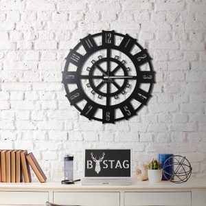 Ceas de perete, Stone XL, Metal, Dimensiune: 70 x 70 cm, Negru - imagine 4