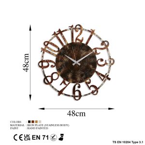 Ceas de perete, Metal Wall Clock 15, Metal, ø48 cm, Multicolor - imagine 7