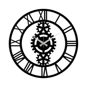 Ceas de perete, Metal Wall Clock 3, Metal, Dimensiune: 48 x 48 cm, Negru - imagine 2